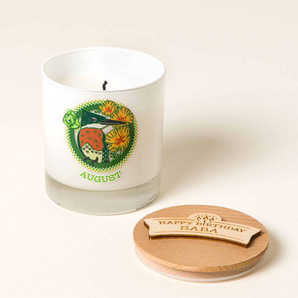 Personalized Happy Birthday Candle - August