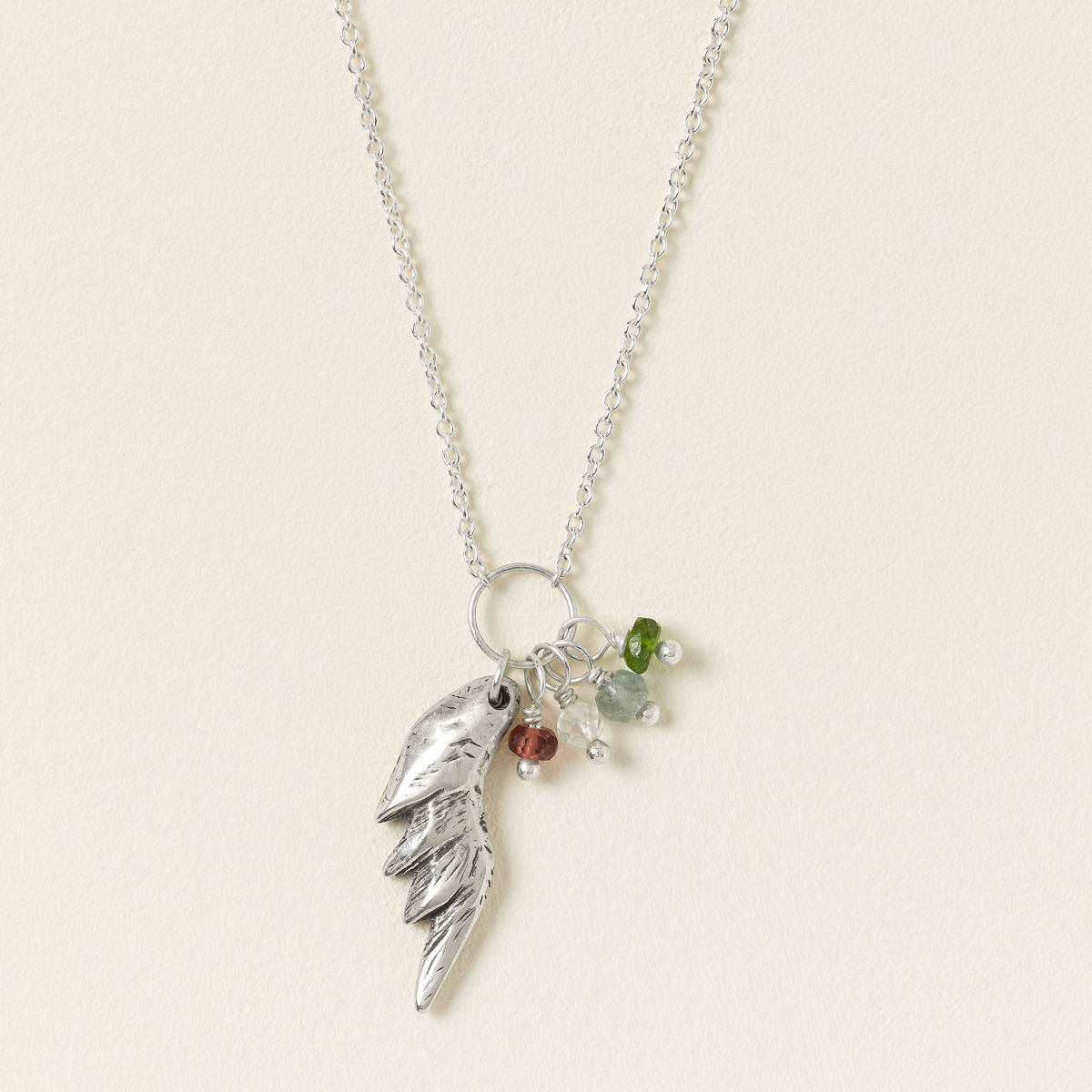 Under My Wing Birth Stone Necklace - 4 Stones