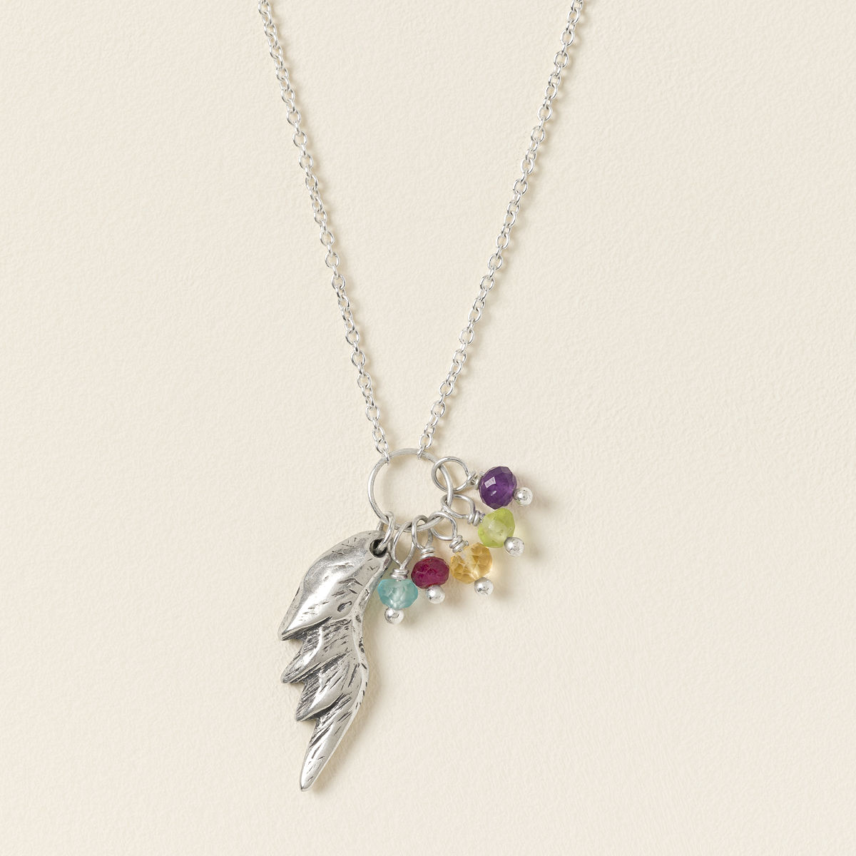 Under My Wing Birth Stone Necklace - 5 Stones