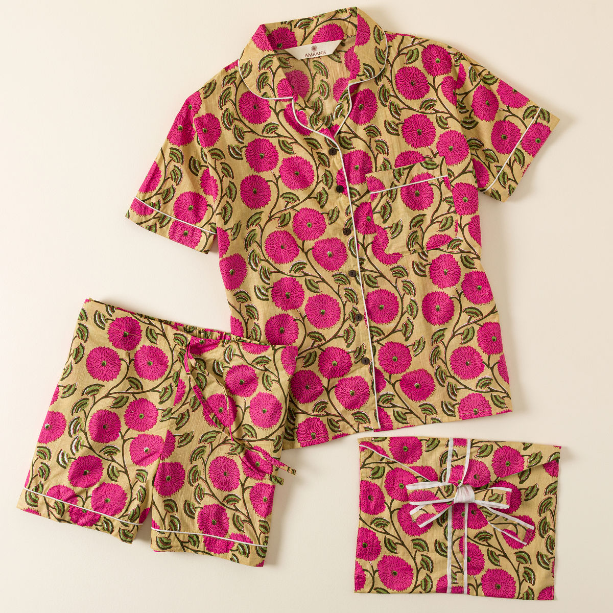 Floral Dreams Pajama Short Set - Green XX-Large