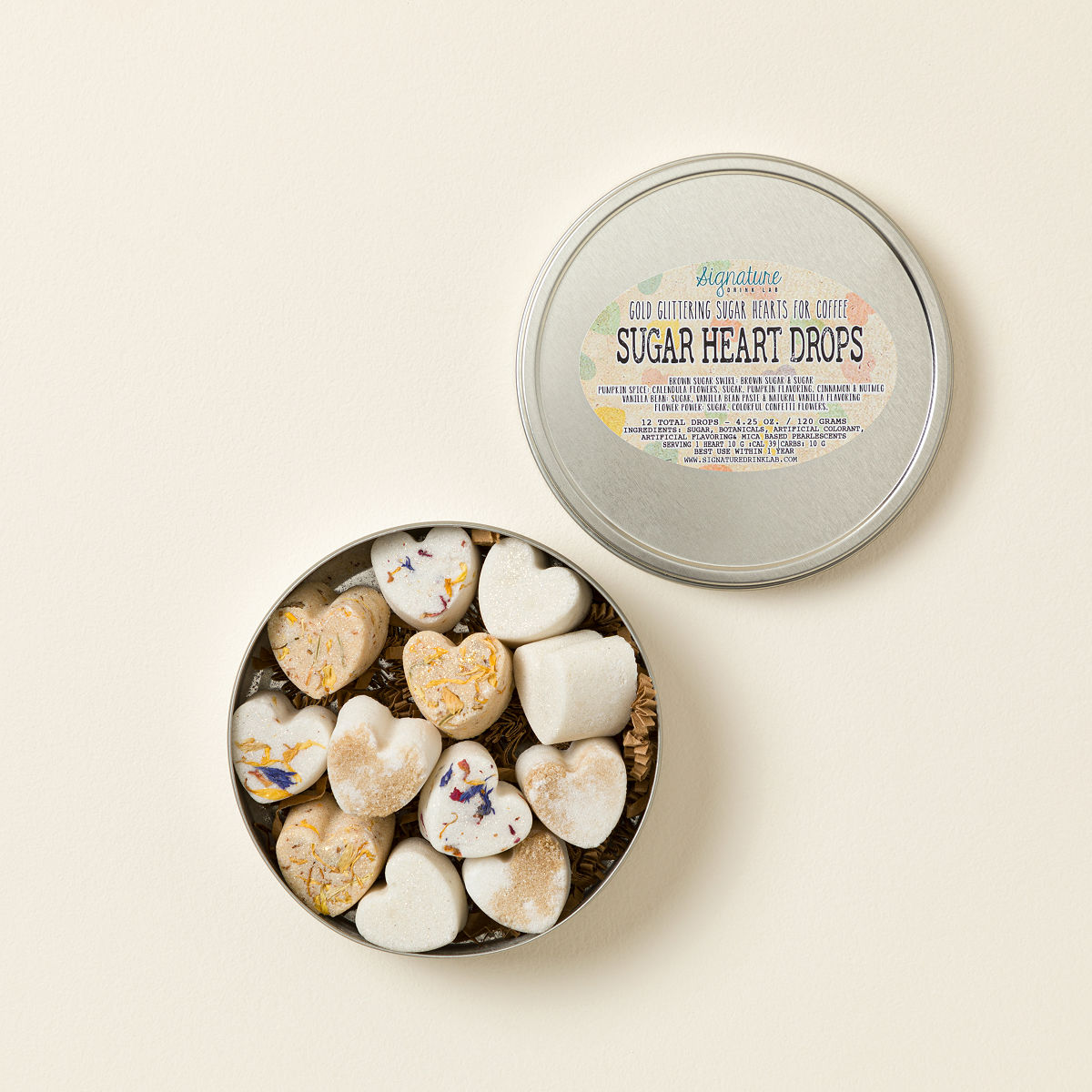 Botanical Heart Shaped Sugar Cubes - Sweet Swirl Variety