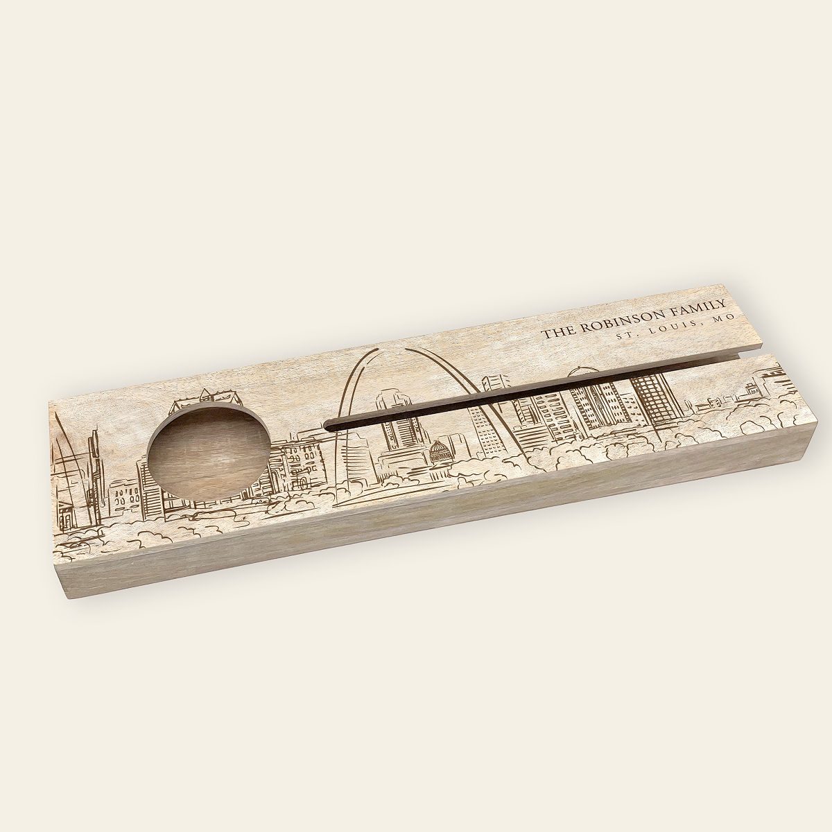 Personalized City Skyline Wine Serving Tray - St. Louis
