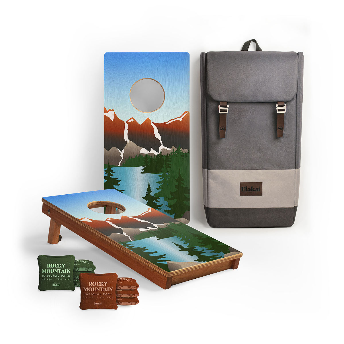 National Park Travel Size Cornhole Boards - Rocky Mountain Board Set with Beanbags