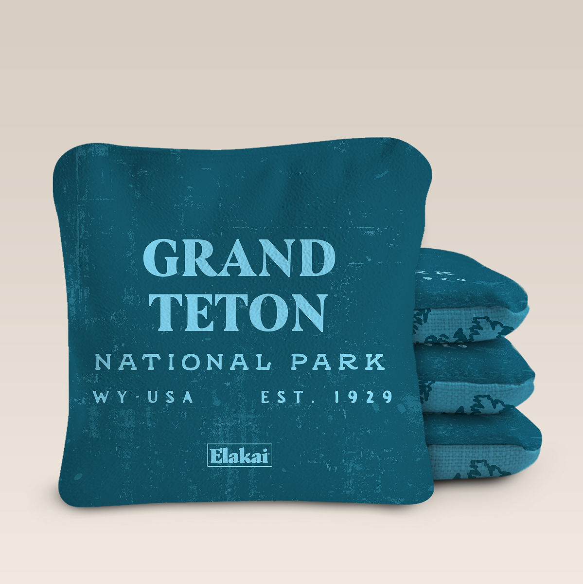 National Park Cornhole Boards - Grand Teton Cornhole Bags - Teal