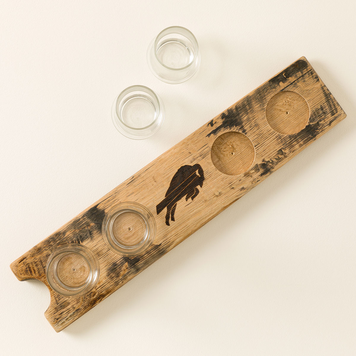 NFL Barrel Stave Whiskey Flight with Glasses - Buffalo Bills