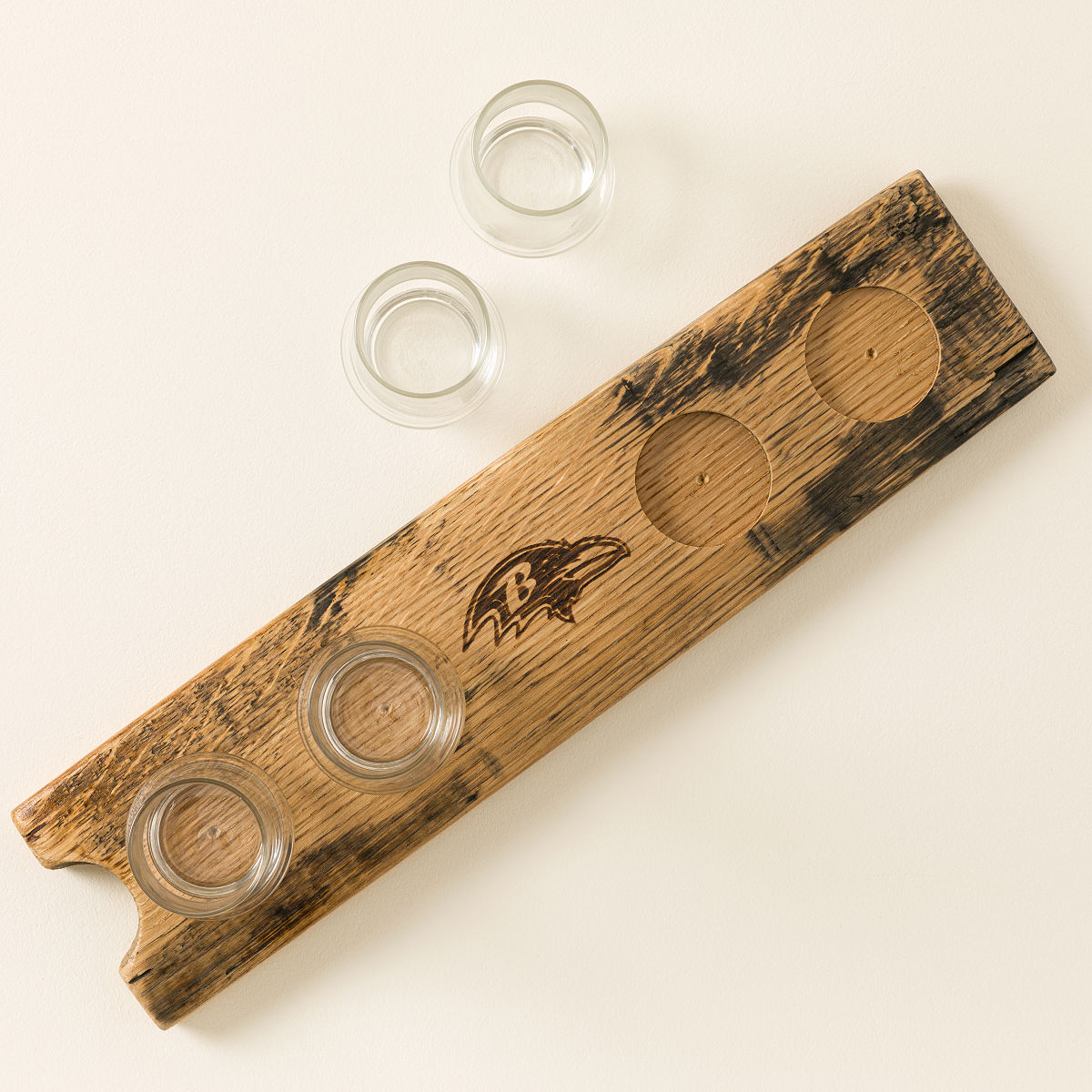 NFL Barrel Stave Whiskey Flight with Glasses - Baltimore Ravens