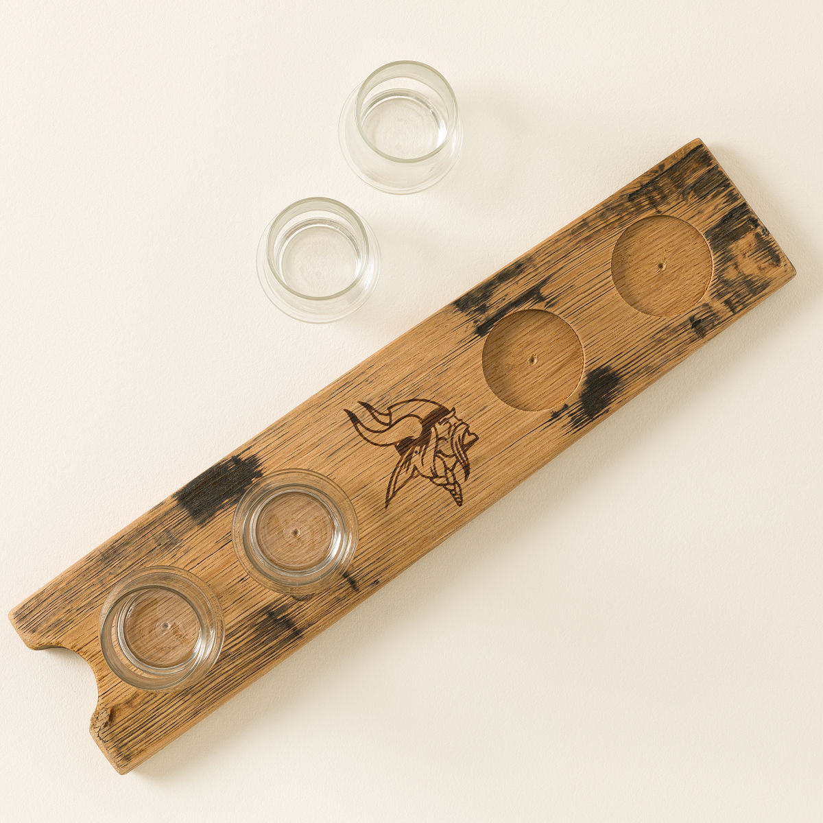 NFL Barrel Stave Whiskey Flight with Glasses - Minnesota Vikings