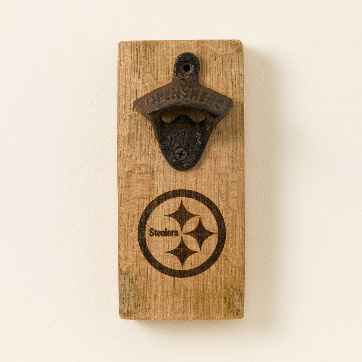 NFL Barrel Stave Wall-Mounted Bottle Opener - Pittsburgh Steelers