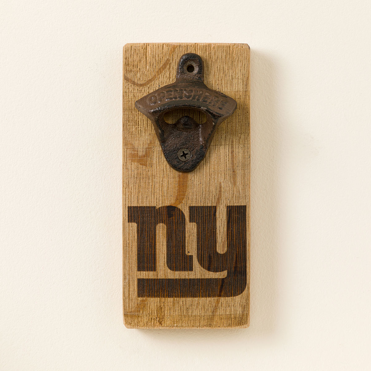 NFL Barrel Stave Wall-Mounted Bottle Opener - New York Giants