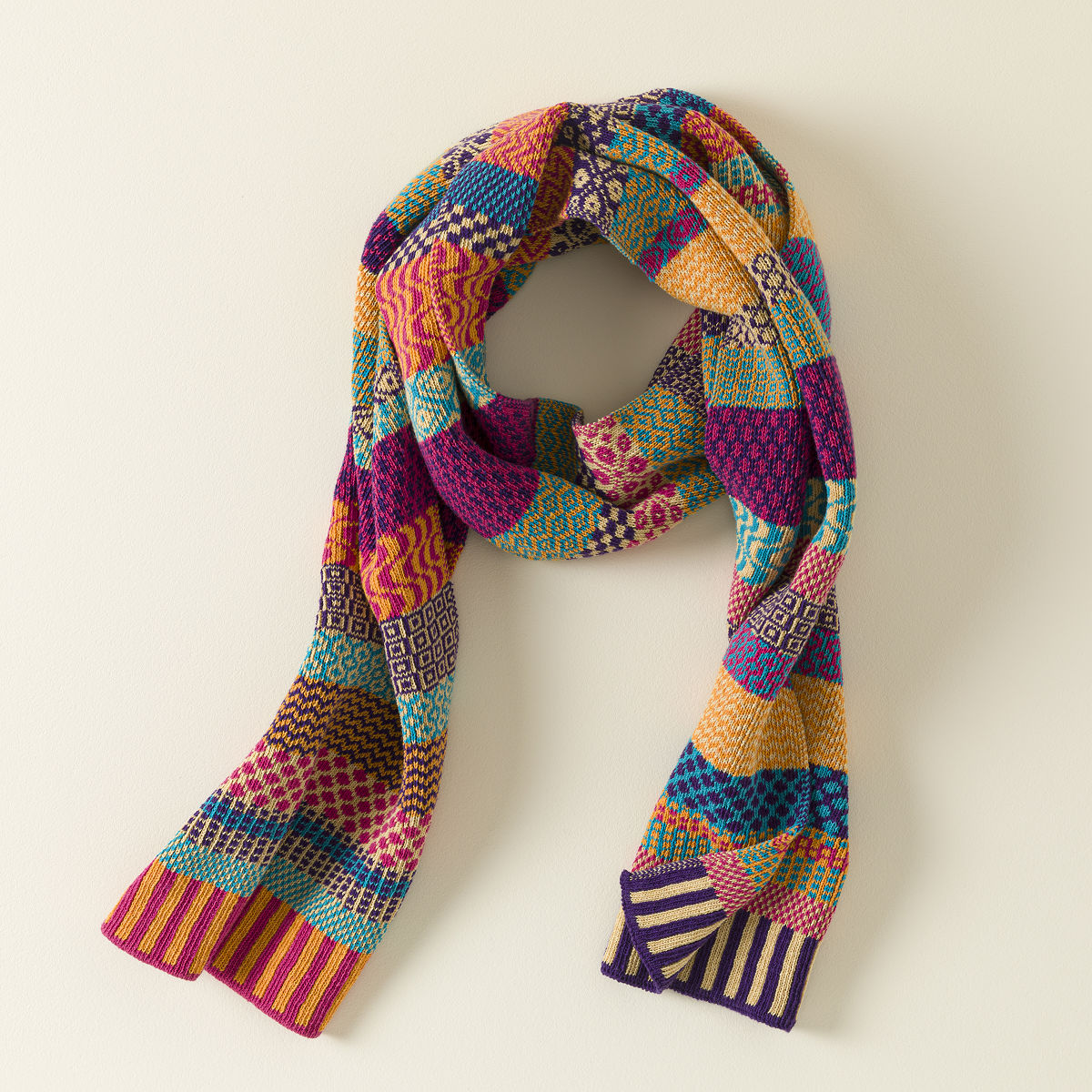Repurposed Knit Cotton Scarf - Multi-color