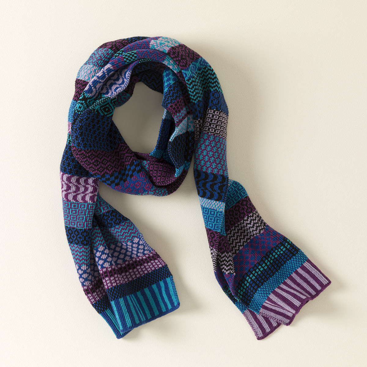 Repurposed Knit Cotton Scarf - Blue