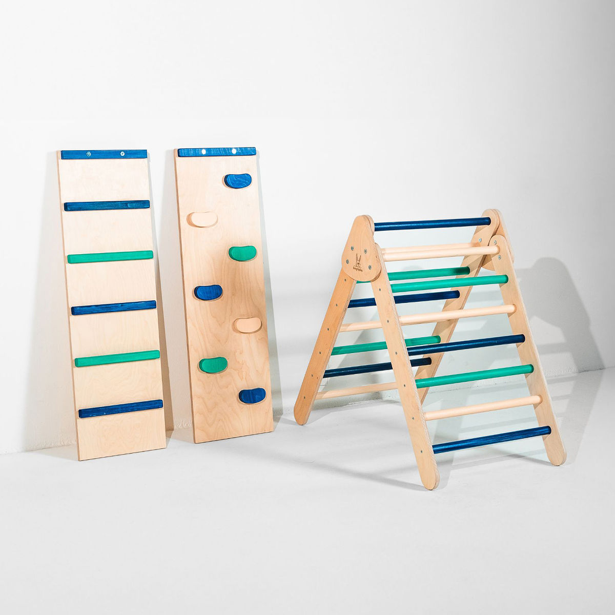 Balance, Scale & Slide Climbing Triangle - Climbing Triangle w Ladder & Rockwall (Ocean)