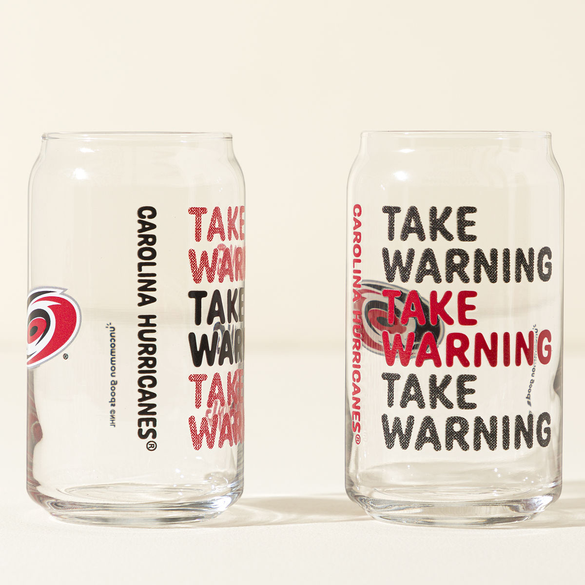 Show Your Spirit NHL Can-Shaped Glass Set - Carolina Hurricanes