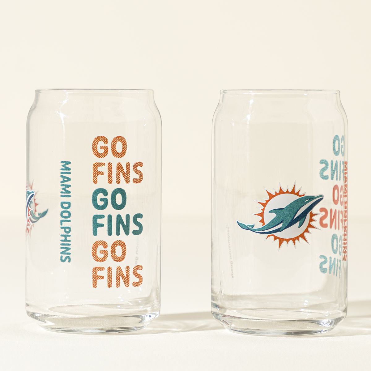 Show Your Spirit NFL Can-Shaped Glass Set - Miami Dolphins