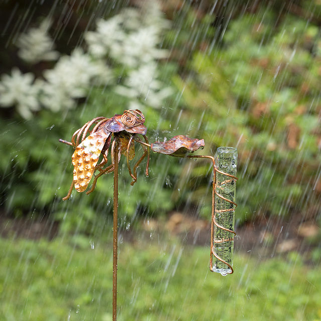 DITUDO Owl Rain Gauge Resin Garden Statue, Hand Painted Owl Sculpture Water Gauge