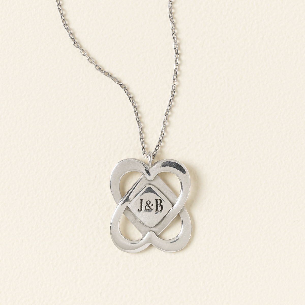 Interlocked Hearts Custom Anniversary Necklace - Silver
