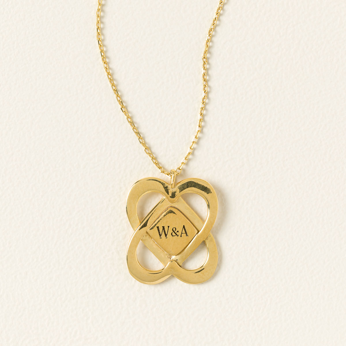 Interlocked Hearts Custom Anniversary Necklace - Gold