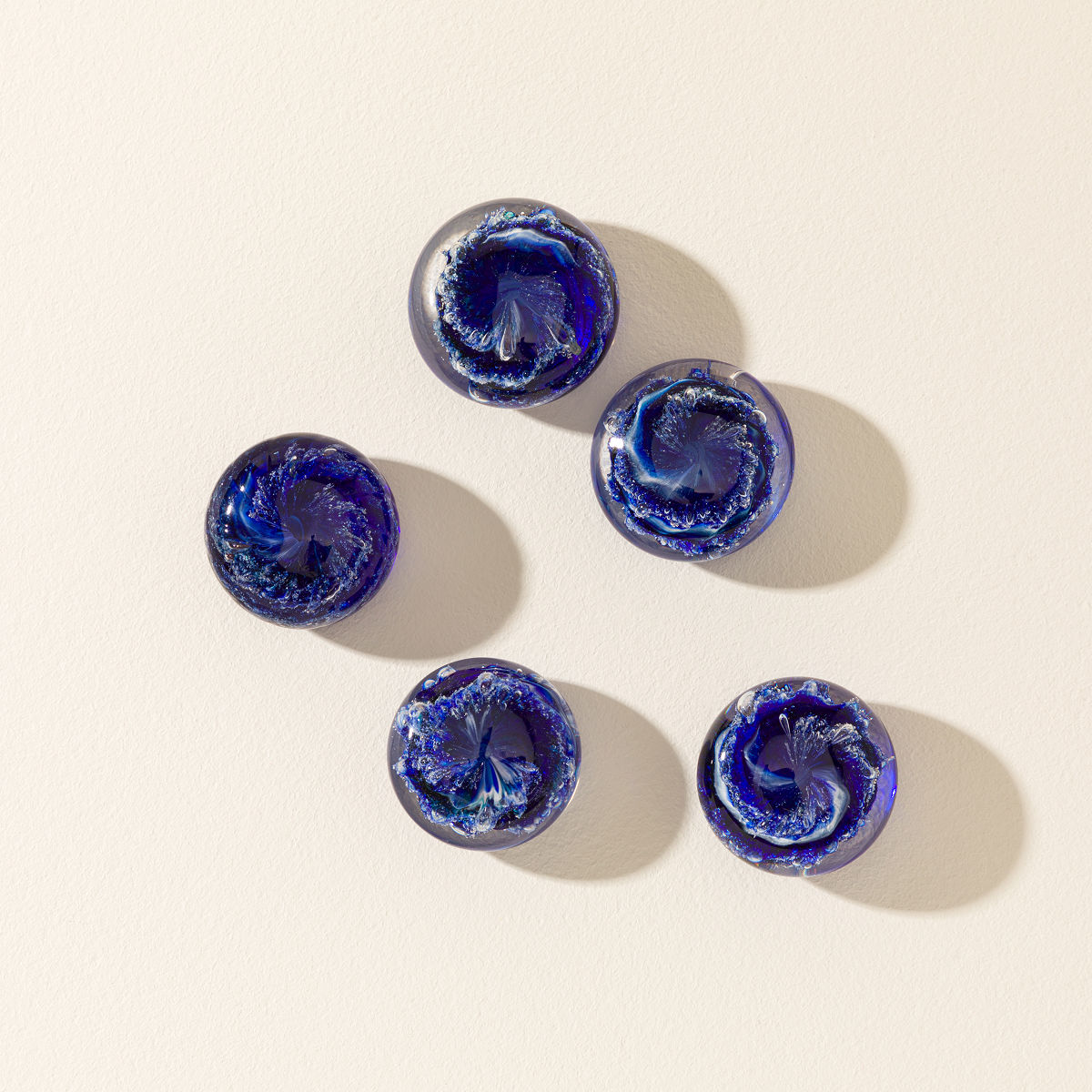 Cremation Memorial Remembrance Stones - Set of 5 - Galaxy Blue w/Shipping Box