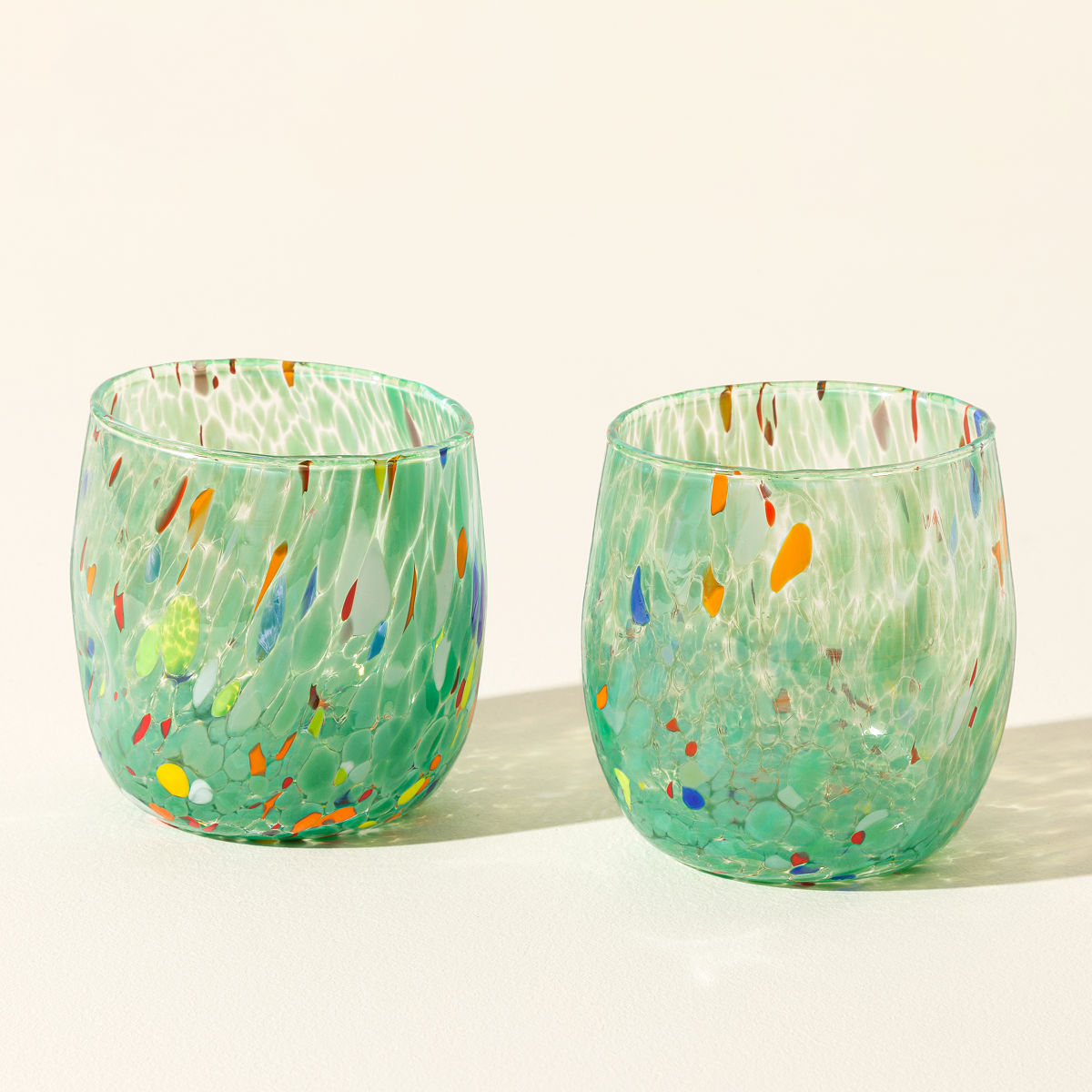 Murano Glass Tumblers - Set of 2 - Green