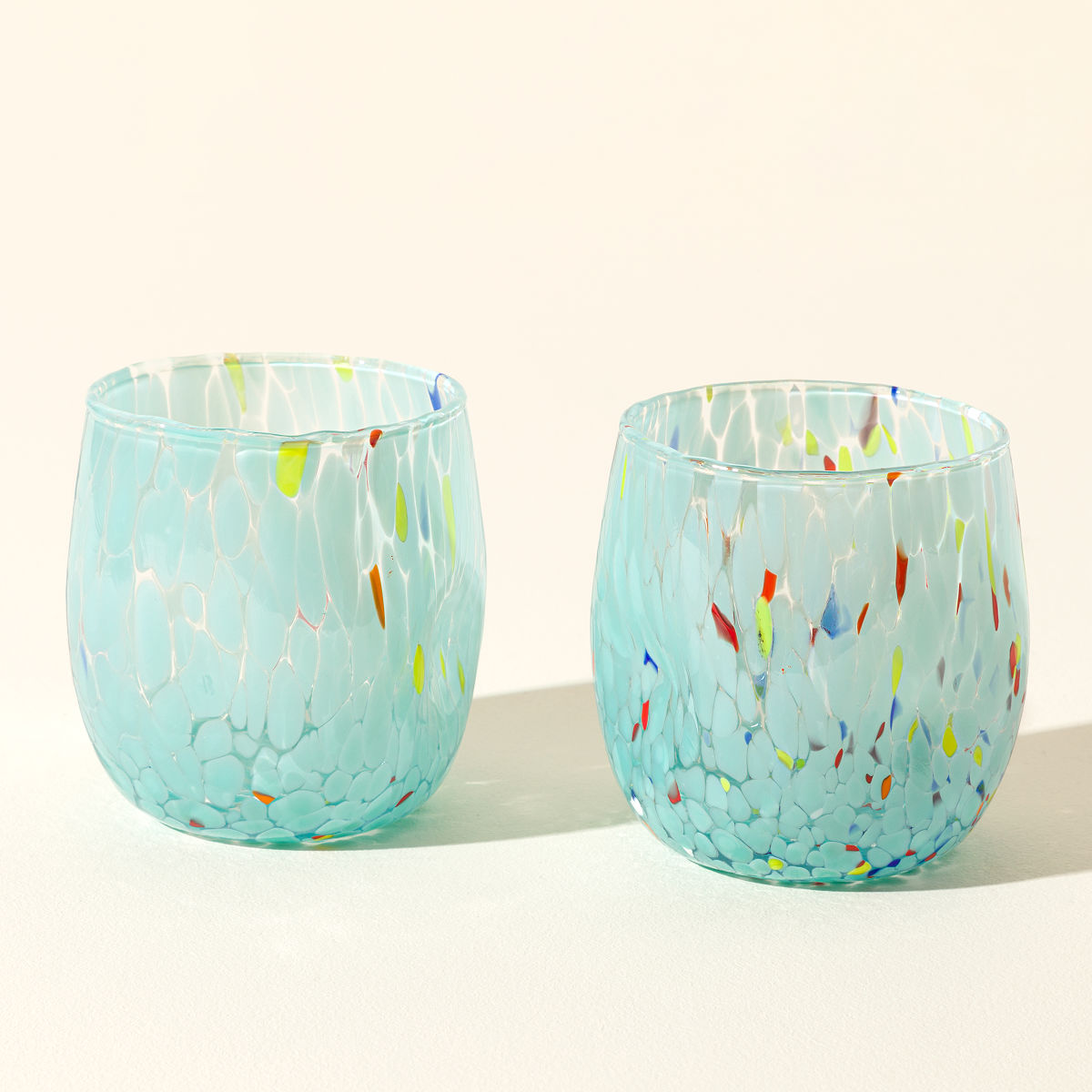 Murano Glass Tumblers - Set of 2 - Sky Blue