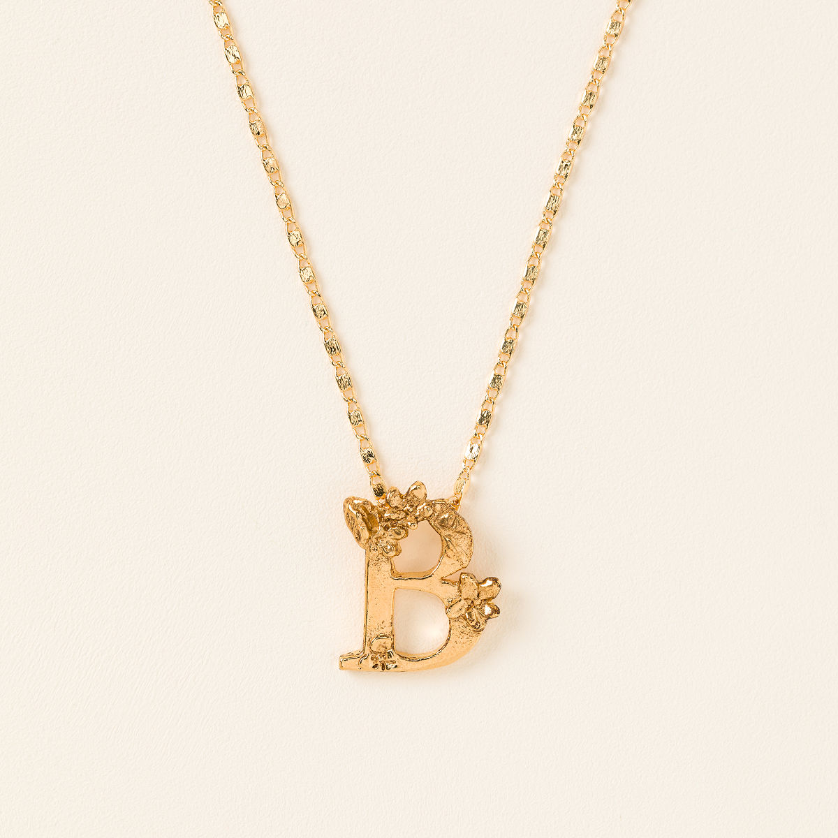 Flowered Vines Initial Necklace - B