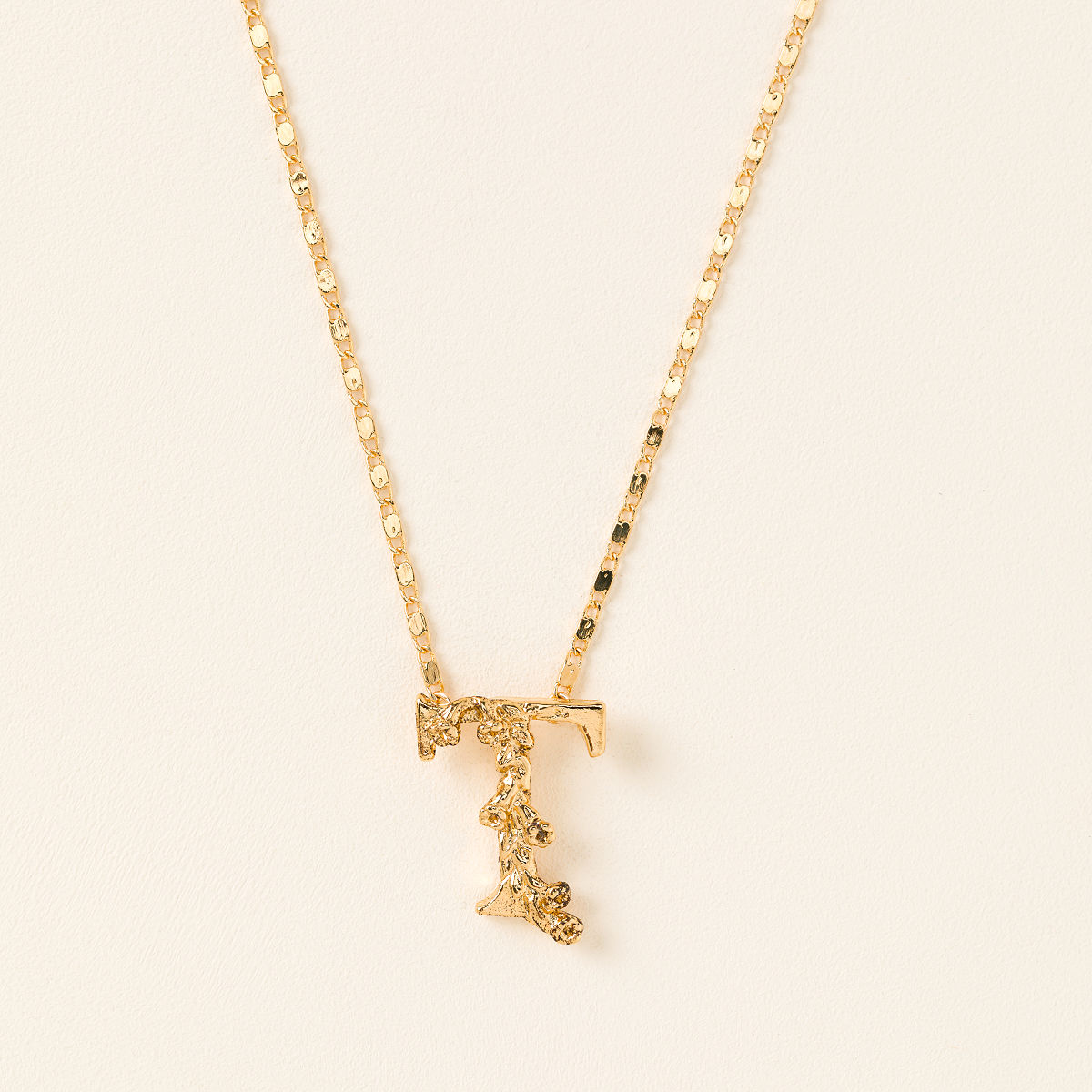 Flowered Vines Initial Necklace - T