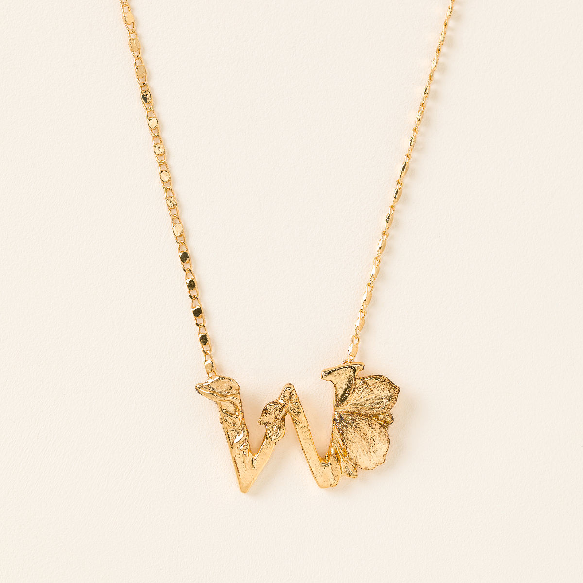 Flowered Vines Initial Necklace - W