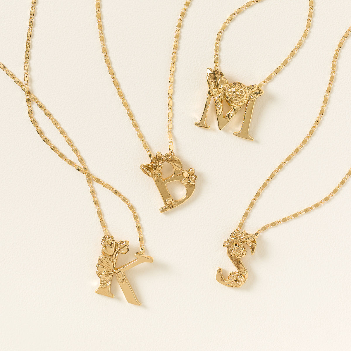 Flowered Vines Initial Necklace
