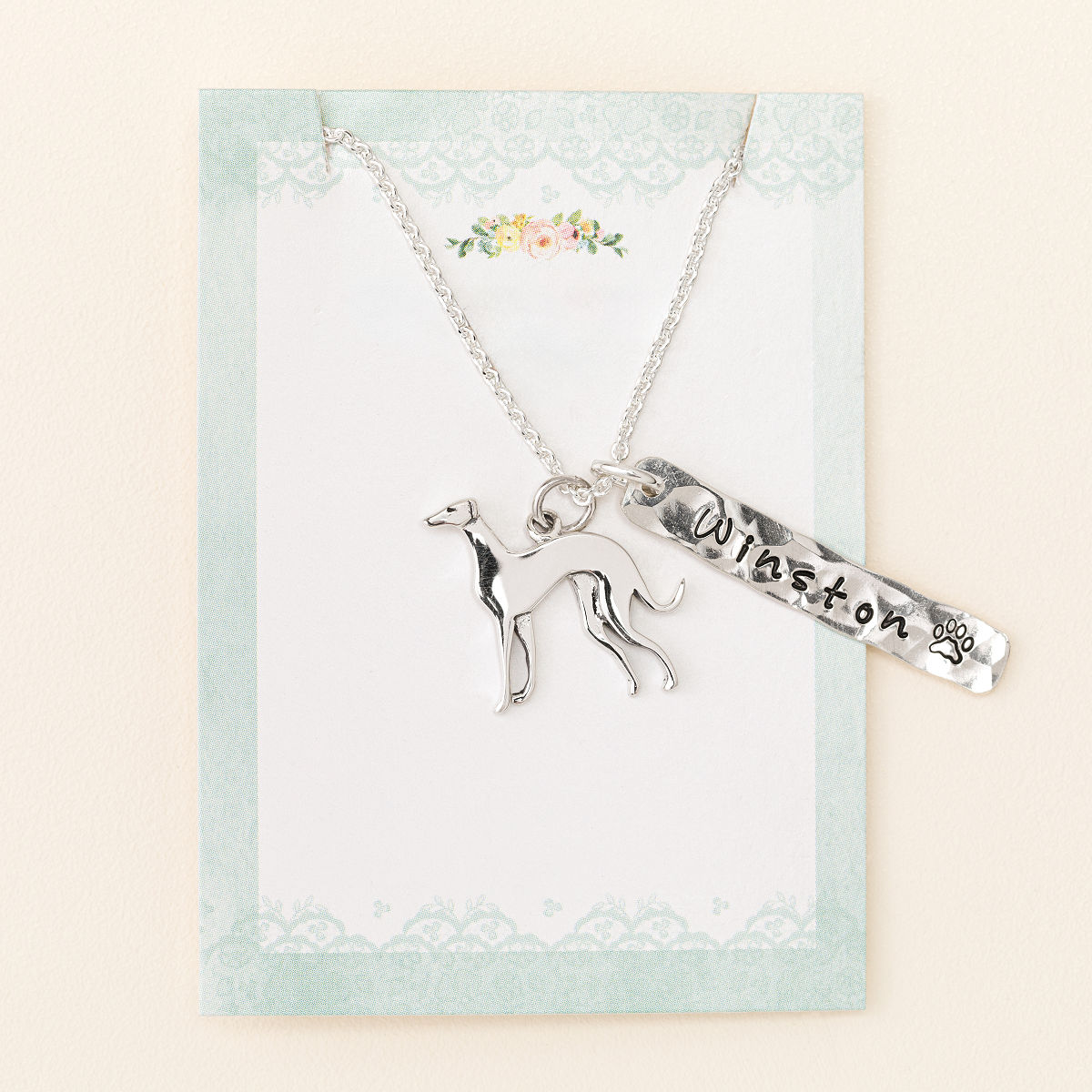 Choose Your Dog Breed Personalized Necklace - Greyhound