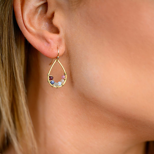 Custom Mixed Birthstone Cluster Earrings