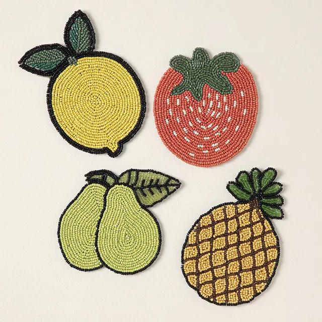Beaded Fruit Coasters &#8211; Set of 4