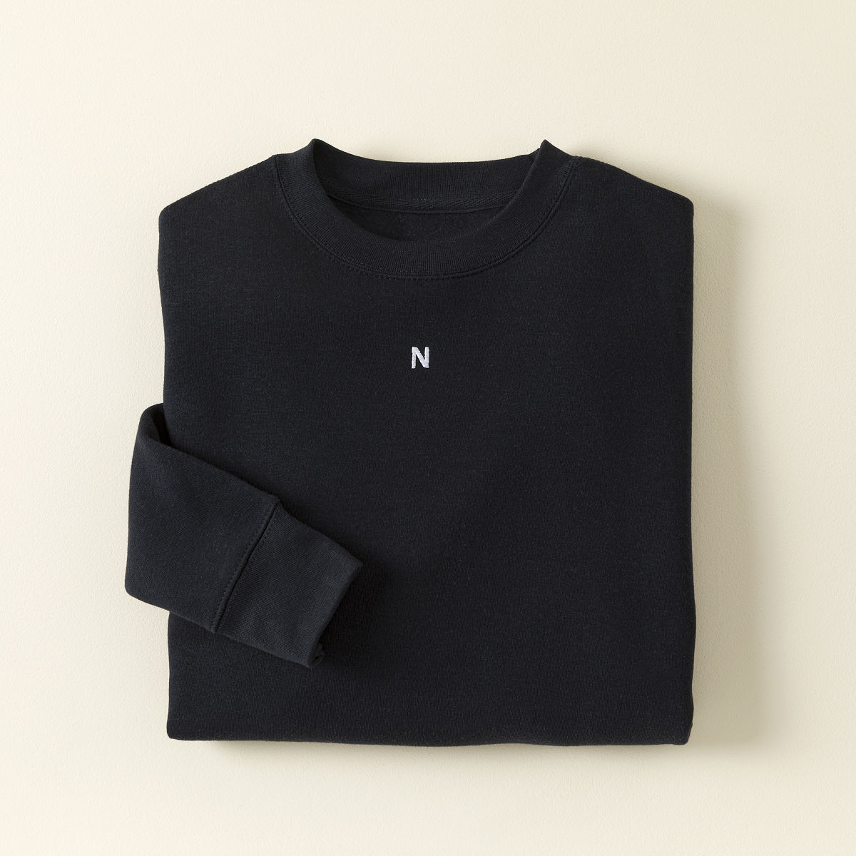 Custom Initial Embroidered Sweatshirt - Navy & White - Medium