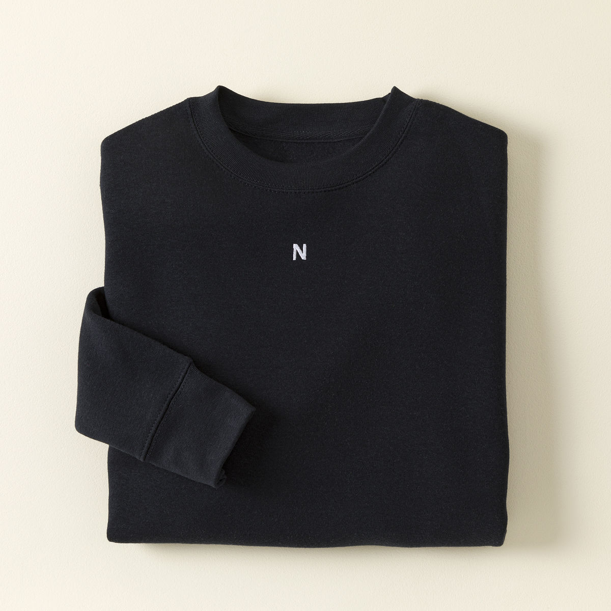 Custom Initial Embroidered Sweatshirt - Navy & White - XX-Large