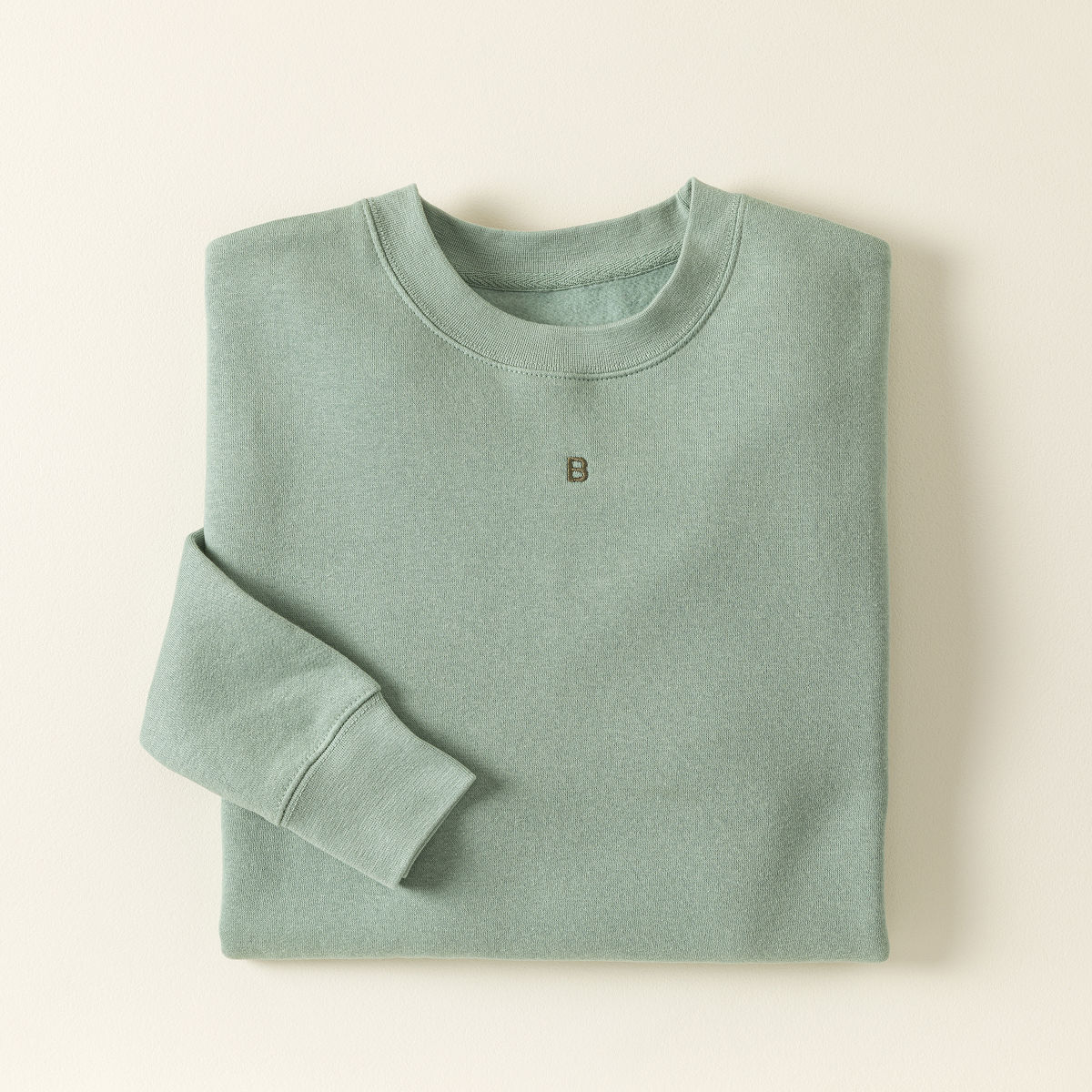 Custom Initial Embroidered Sweatshirt - Seafoam & Sage - Medium