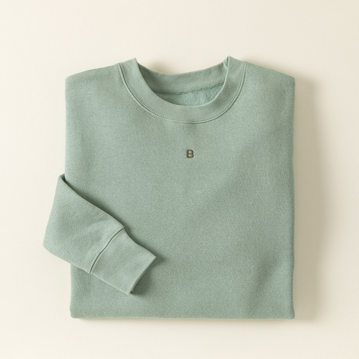 Custom Initial Embroidered Sweatshirt - Seafoam & Sage - Large