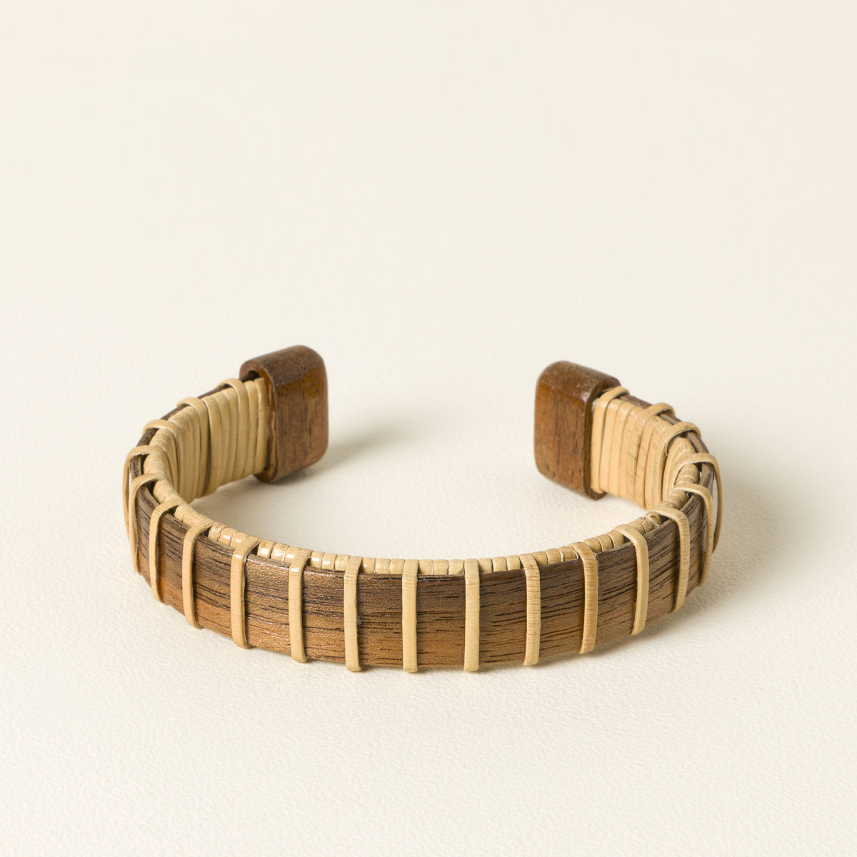 Hand-Woven Reclaimed Wood Cuff - Medium - Personalized