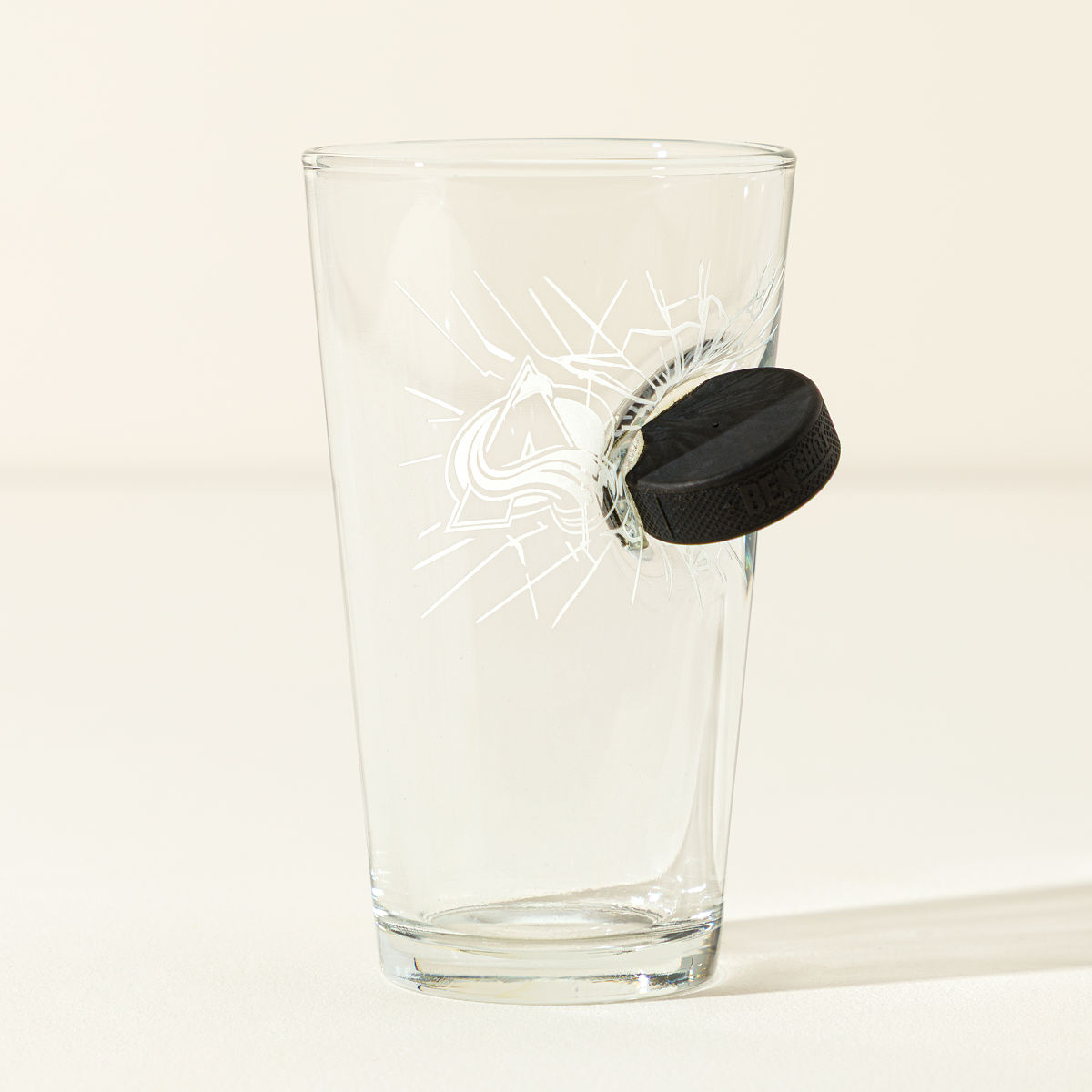Off-The-Glass NHL Puck Pint Glass - Colorado Avalanche