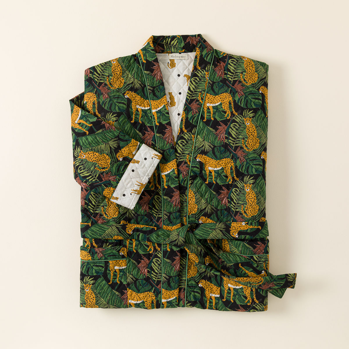 Jungle Print Cotton Quilted Robe - Small/Medium