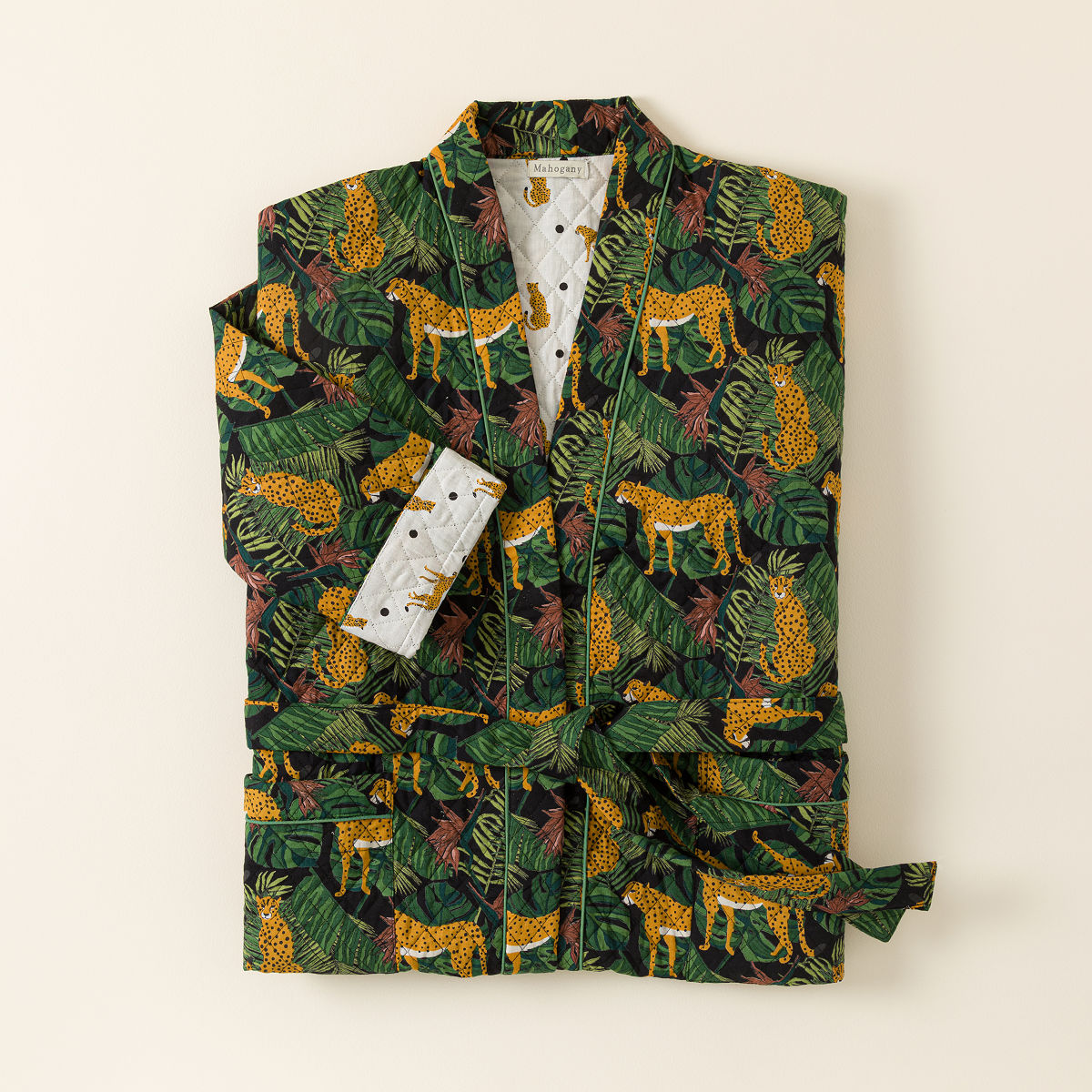 Jungle Print Cotton Quilted Robe - Large/X-Large