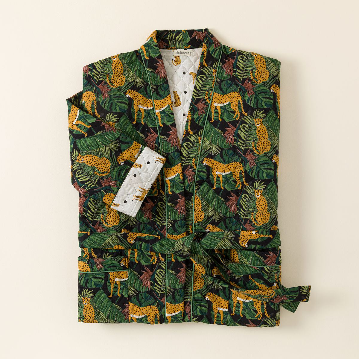 Jungle Print Cotton Quilted Robe - X-Large/XX-Large
