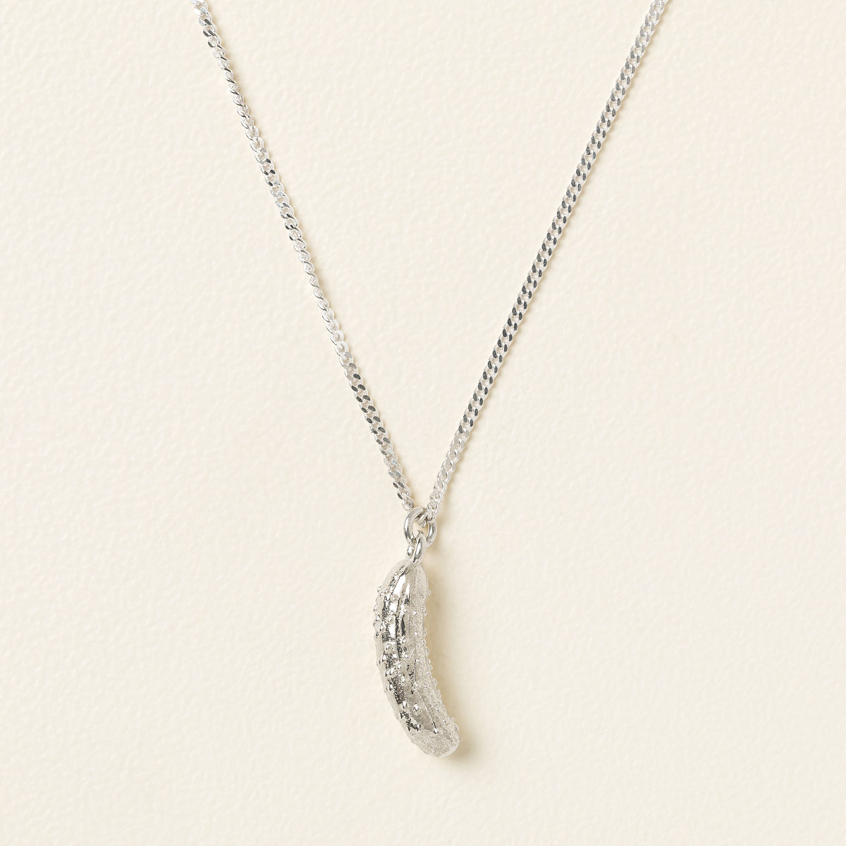 Pickle Charm Necklace - Sterling Silver