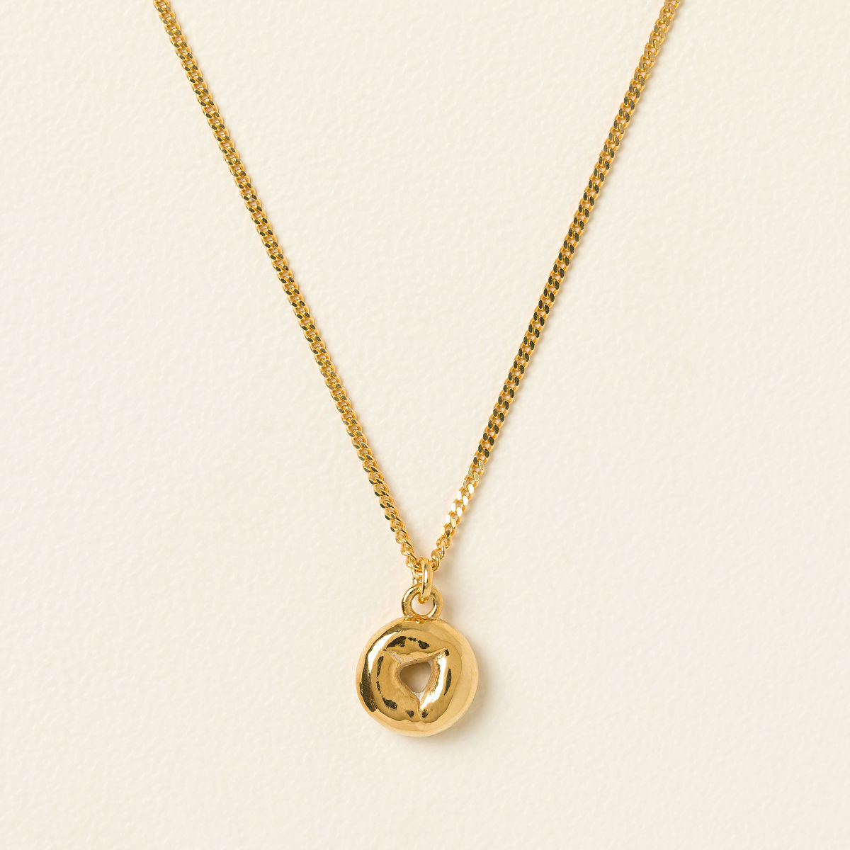 Bagel Charm Necklace - 14k Gold Vermeil