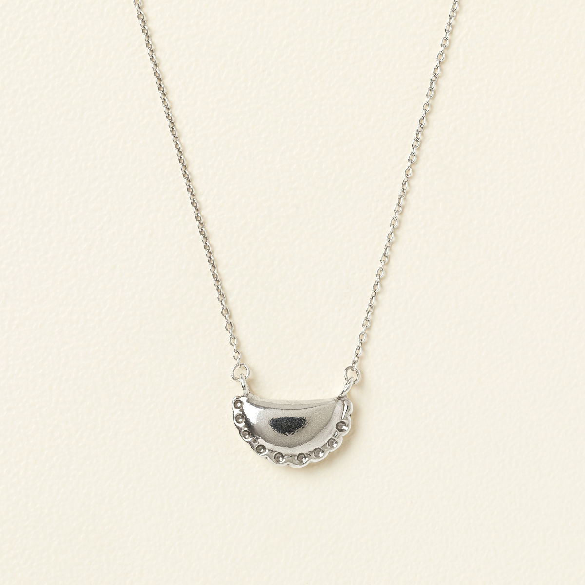 My Favorite Dumpling Necklace - Empanada - Silver