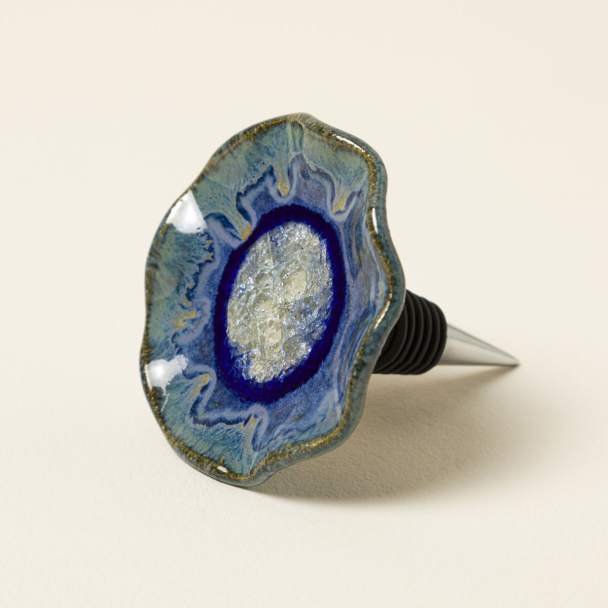 Ocean Tides Wine Bottle Stopper - Deep Blue