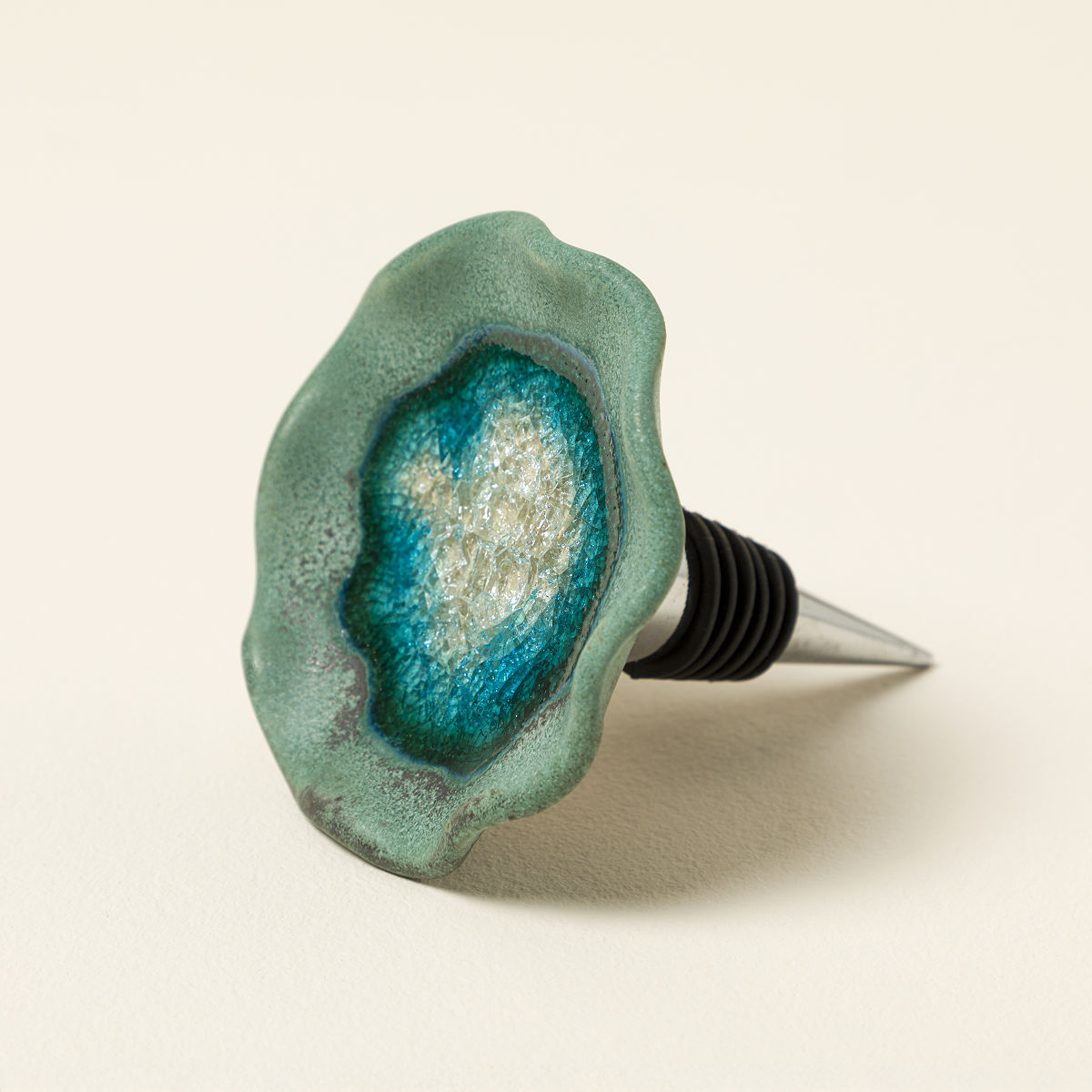 Ocean Tides Wine Bottle Stopper - Aqua