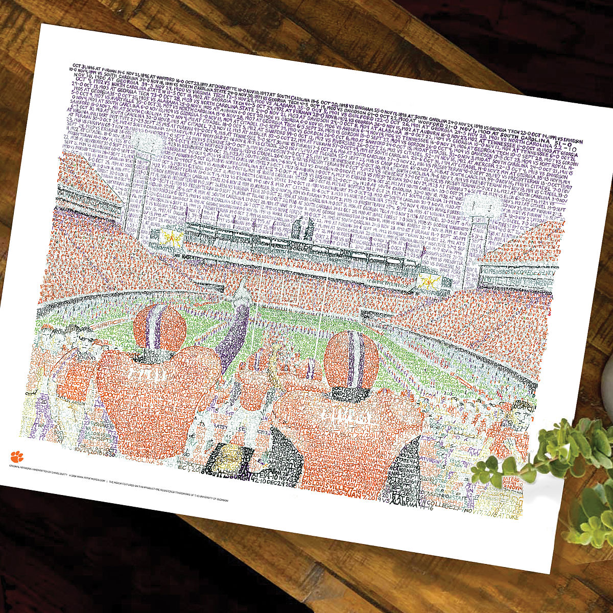Art of Words College Stadium Prints - Clemson University