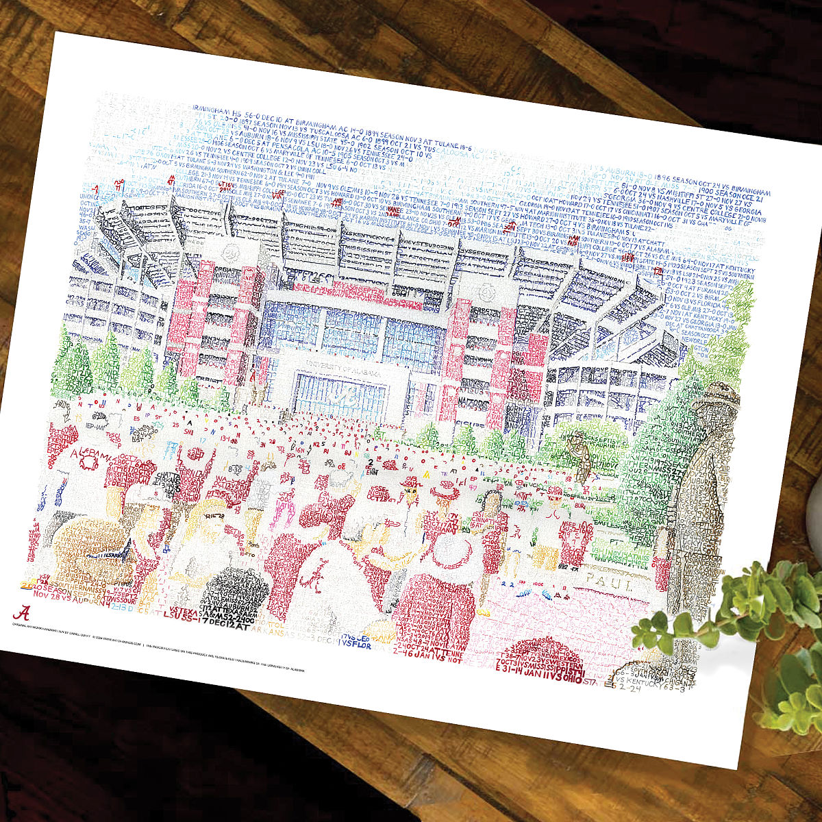 Art of Words College Stadium Prints - University of Alabama