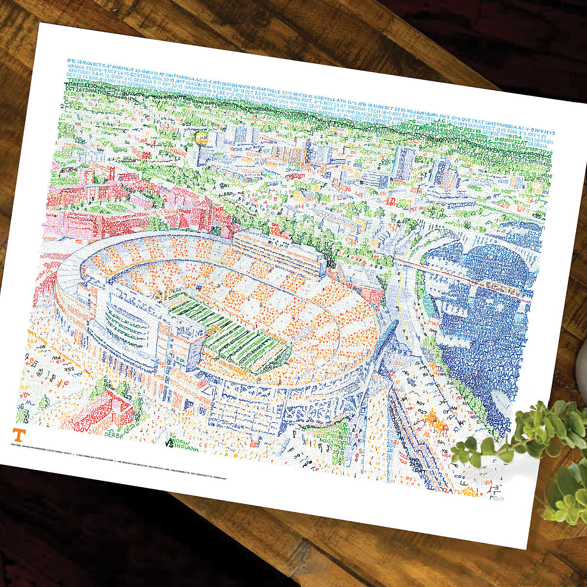 Art of Words College Stadium Prints - University of Tennessee