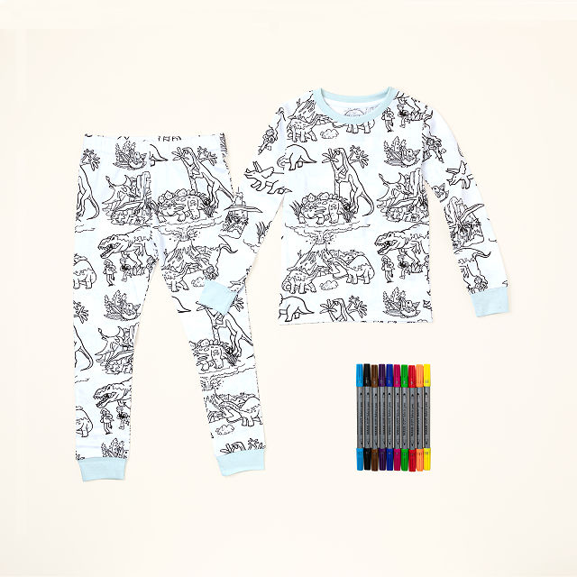 Dinosaur Color In Pajamas