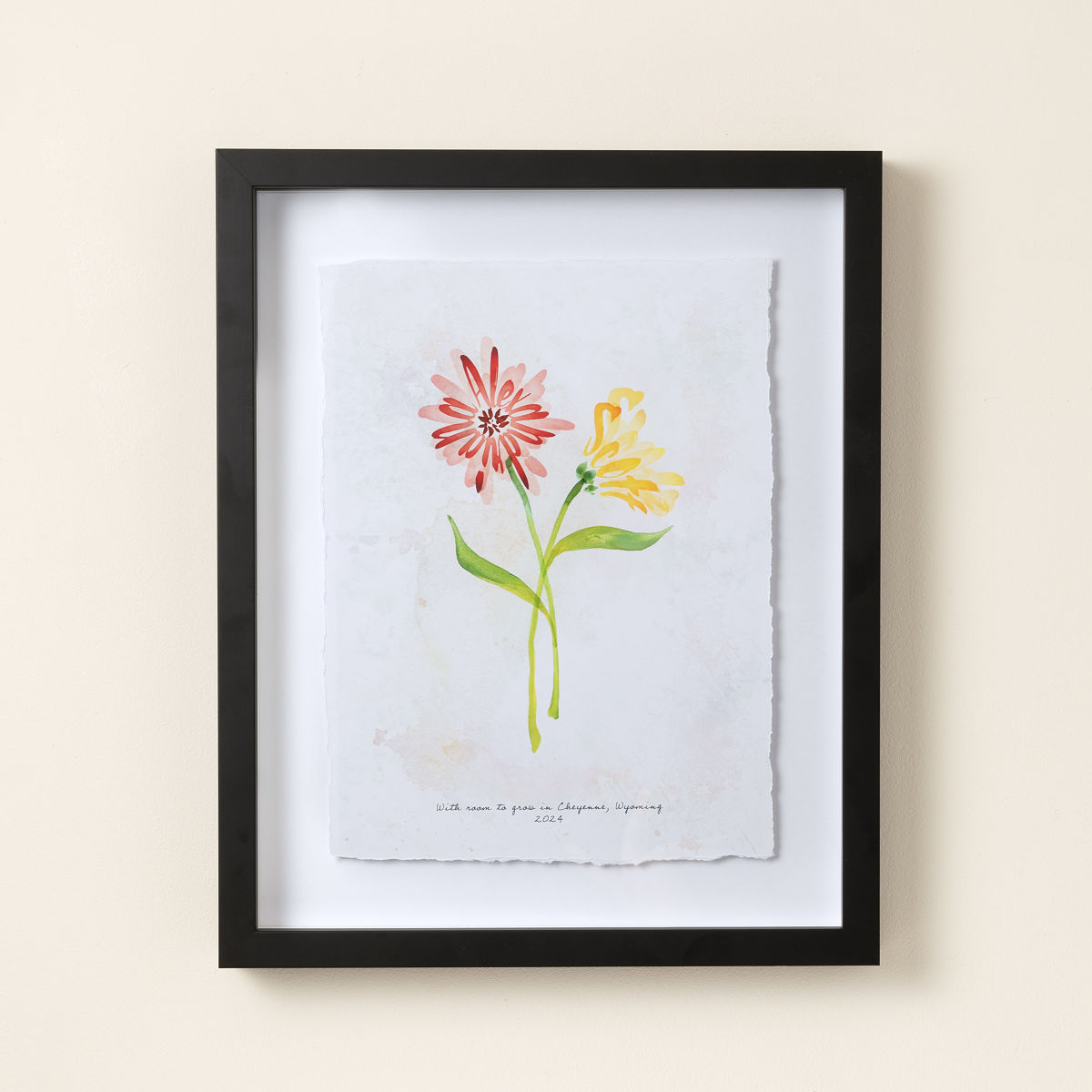 Your Name in Flowers Art Print - 1 - 3 Names - Framed